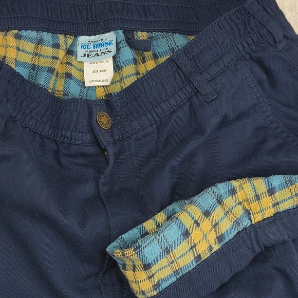 Habands Ice House Jeans Mens 36X30 M Flannel Lined Navy Blue Straight Fit Pants - Picture 2 of 16